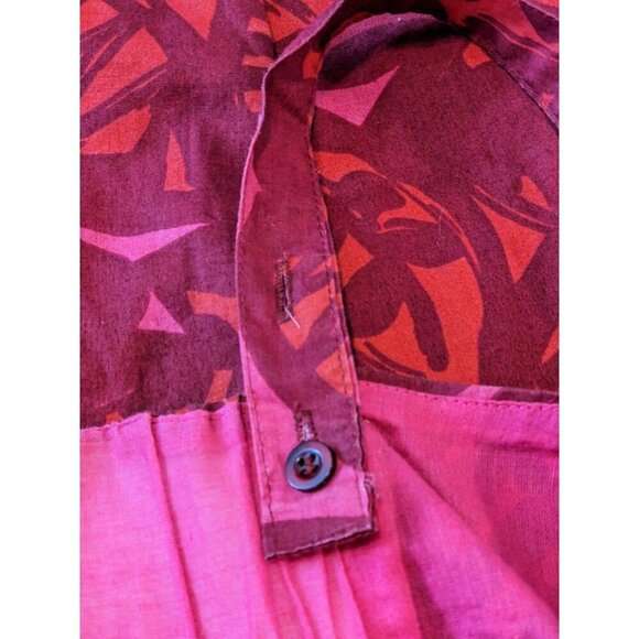 Joe Fresh Women Dress Large Burgundy Red Floral Cotton Pleated Adjustable Straps - Picture 3 of 6